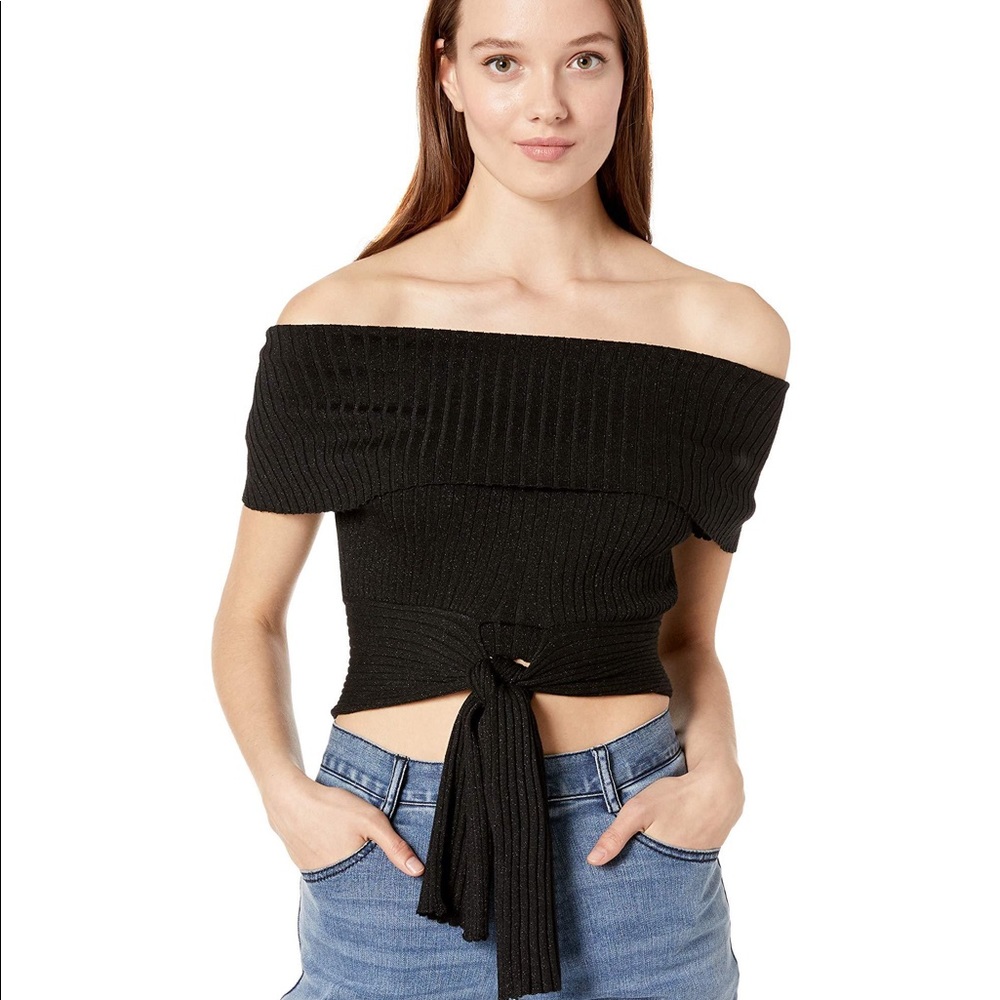 BCBG METALLIC OFF THE SHOULDER TOP